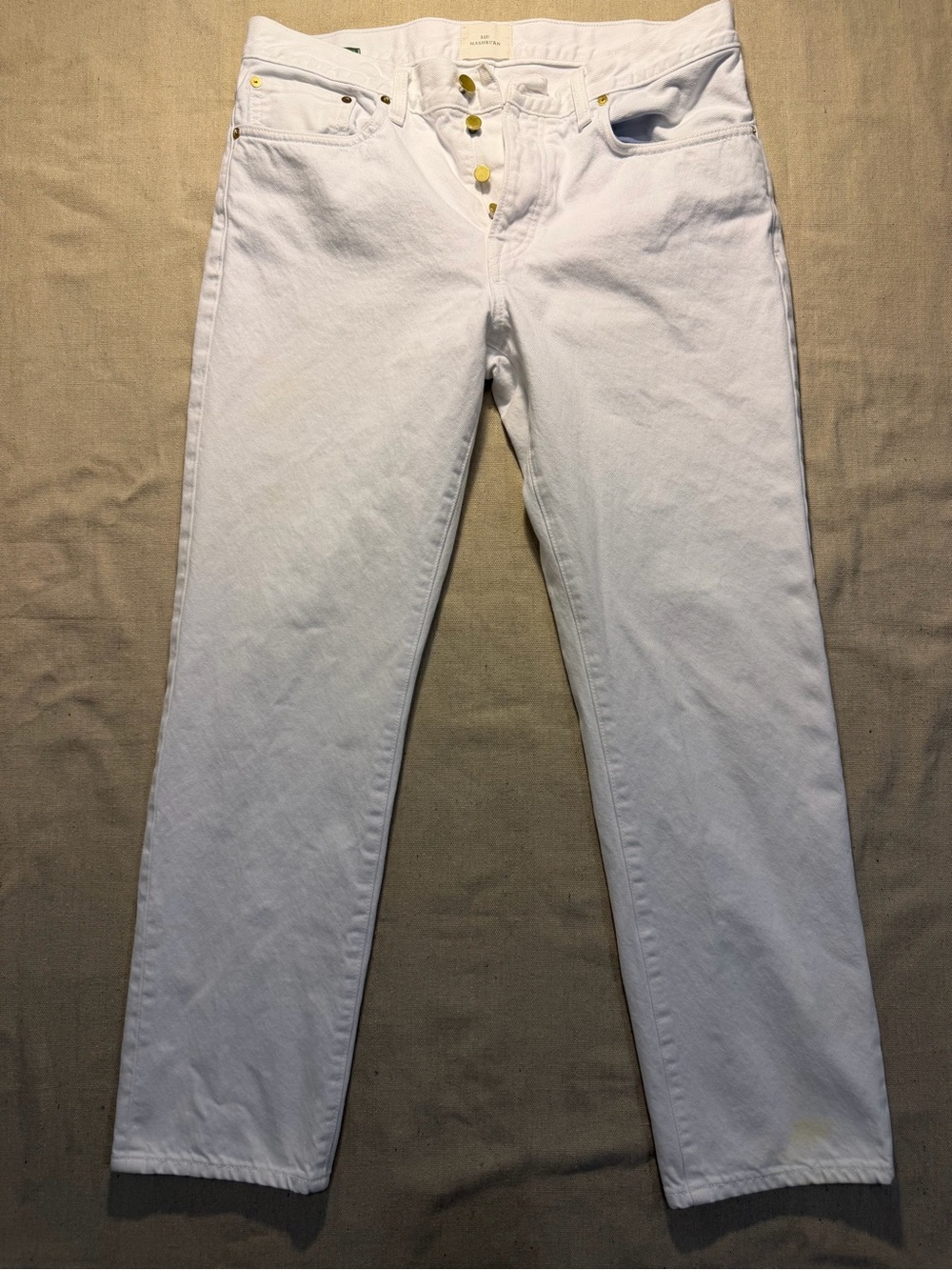 Sid Mashburn Jeans Pants Mens 34/30 White Button Fly Straight Leg Luxury USA